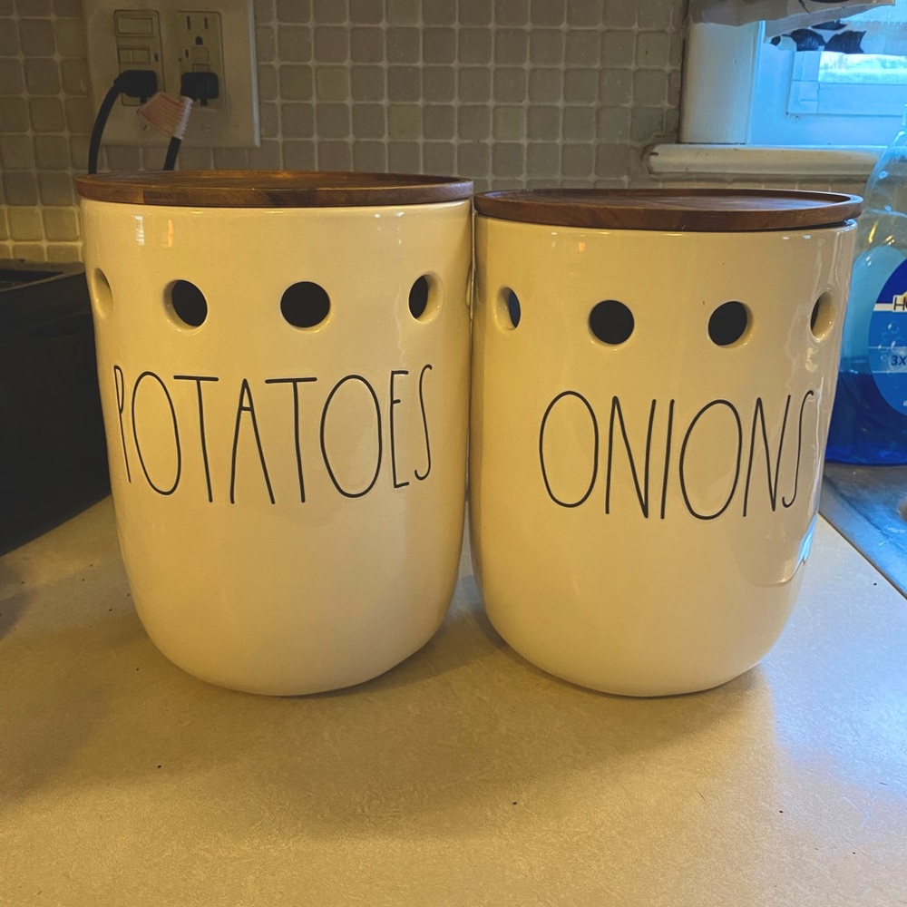 Rae Dunn potato & onions storage canisters